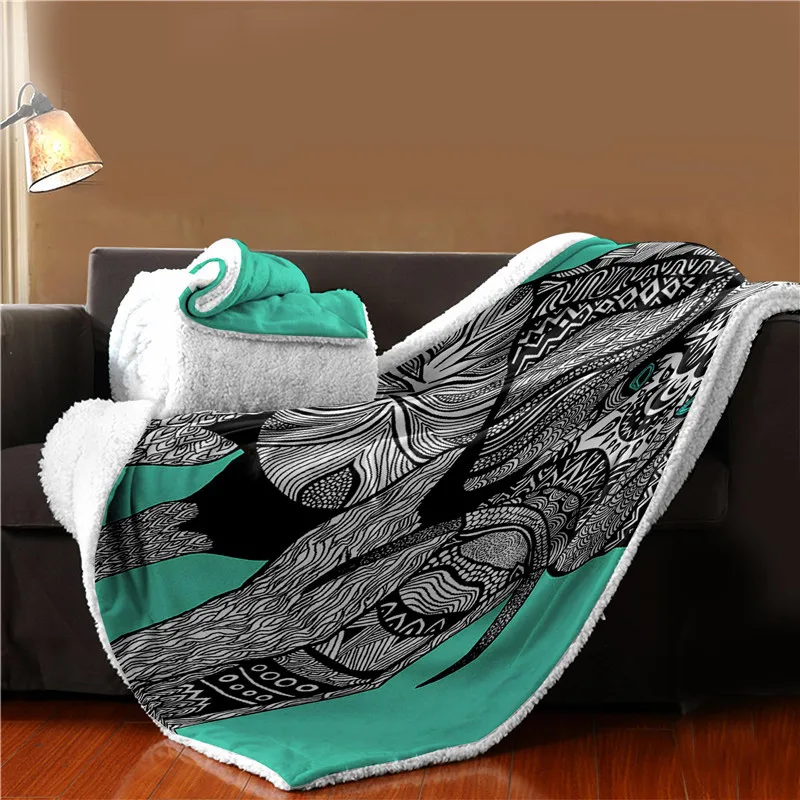 Шерпа Двухслойное покрывало 3D печать пледы одеяло на диван кровать самолет путешествия слон шаблон Одеяло Текстиль