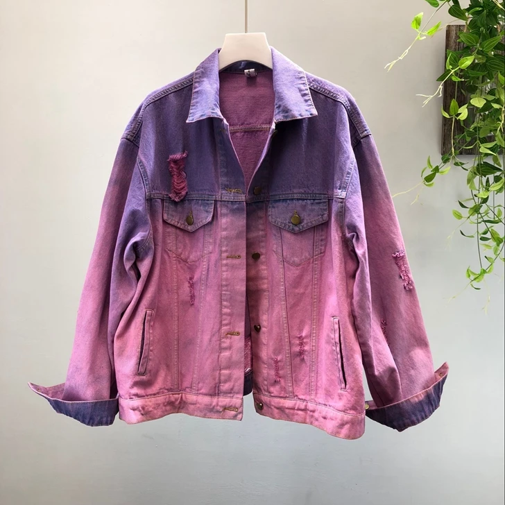 2018 Autumn New Women Denim Jacket Fashion Hole Ripped Jeans Jacket ...