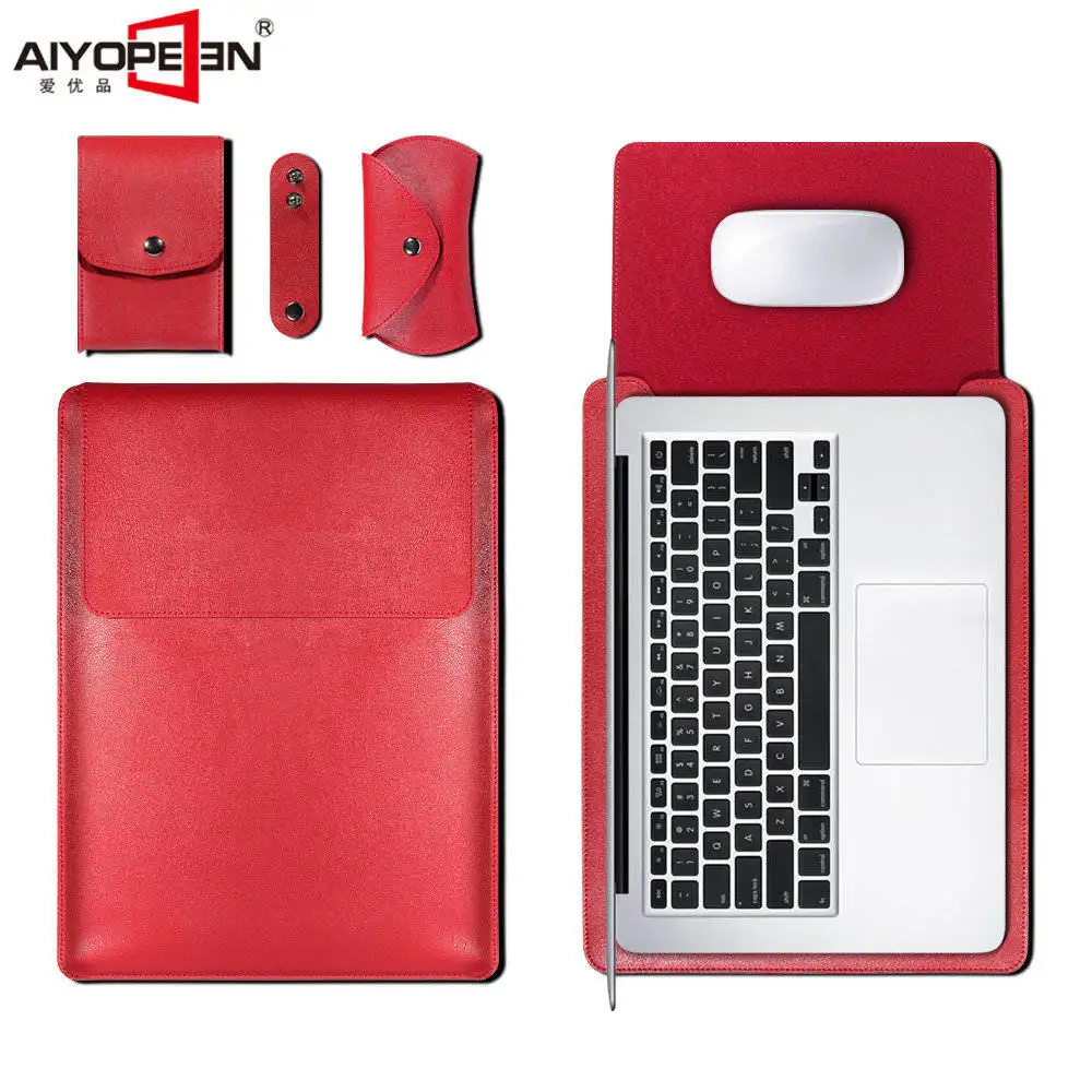 Aiyopeen чехол для Macbook Air 13 12 11 Pro 13 15 чехол, универсальный ноутбук сумка рукав блокнот, ПУ искусственная кожа сумка для Macbook Pro Чехол - Цвет: Red