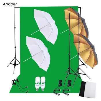 

Andoer Professional Photo Studio Photography Lighting Kit with 45W Bulbs Light Stands Green Screen Backdrop Softbox Reflector