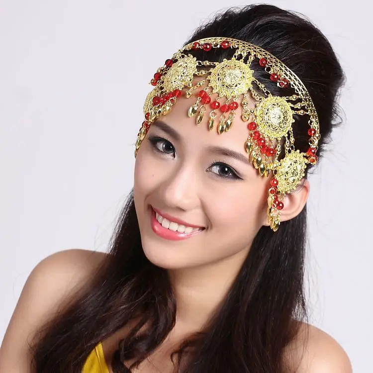 women's Belly dancing headwear accessories five lotus metal chain head