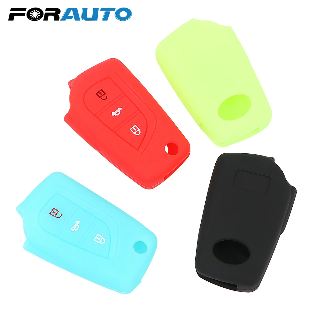 

FORAUTO Key Cover Case Silicone Car Remote Key Fob Shell For Toyota Auris Corolla Avensis Verso Yaris Aygo Scion TC IM 2015 2016