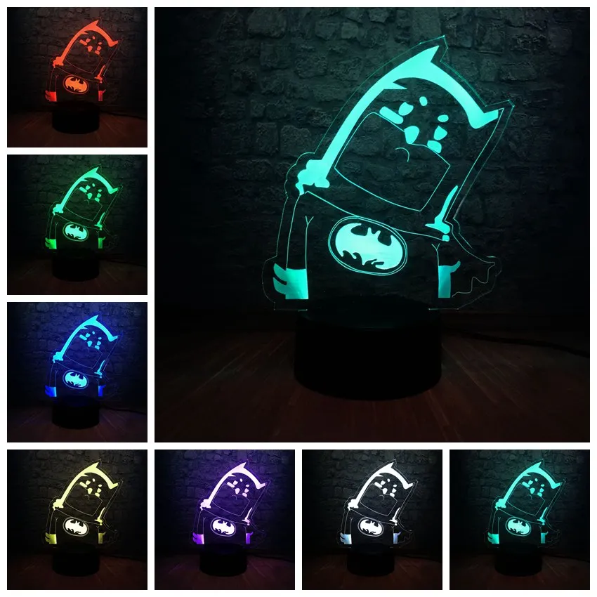Бэтмен милый стиль 3D USB светодиодный светильник 7 цветов лампа для дома и комнаты