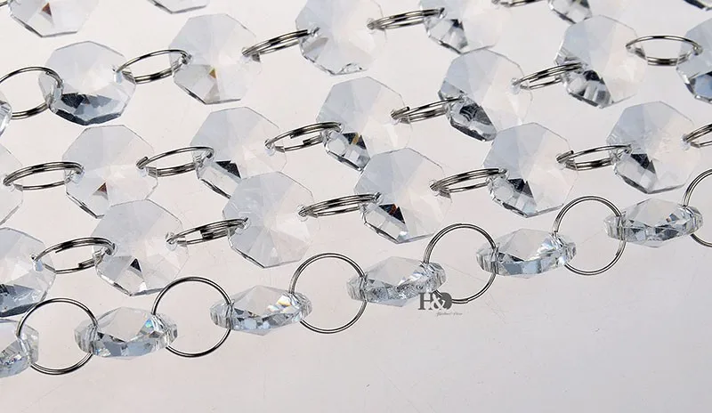 50 шт. 18 мм восьмиугольная бусина цепи Свадебная вечеринка украшения аксессуары люстра с хрустальными призматическими подвесками части