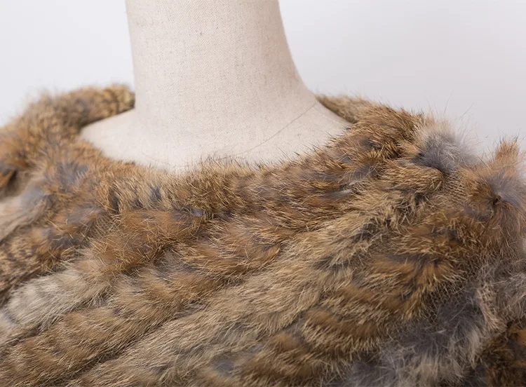  Winter Warm Shawl Poncho For Women Knitted Real Rabbit Fur Shouder Pashmina Capes Lady Natural Fur Wraps (34)