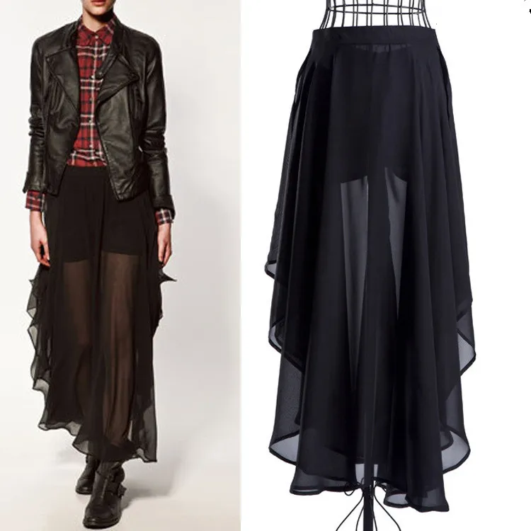 Для женщин, пошив на заказ, большие Размеры 3XS-10XL длинное, шифоновое юбка женские летние модные, пикантные прозрачные Асимметричные юбки Saias