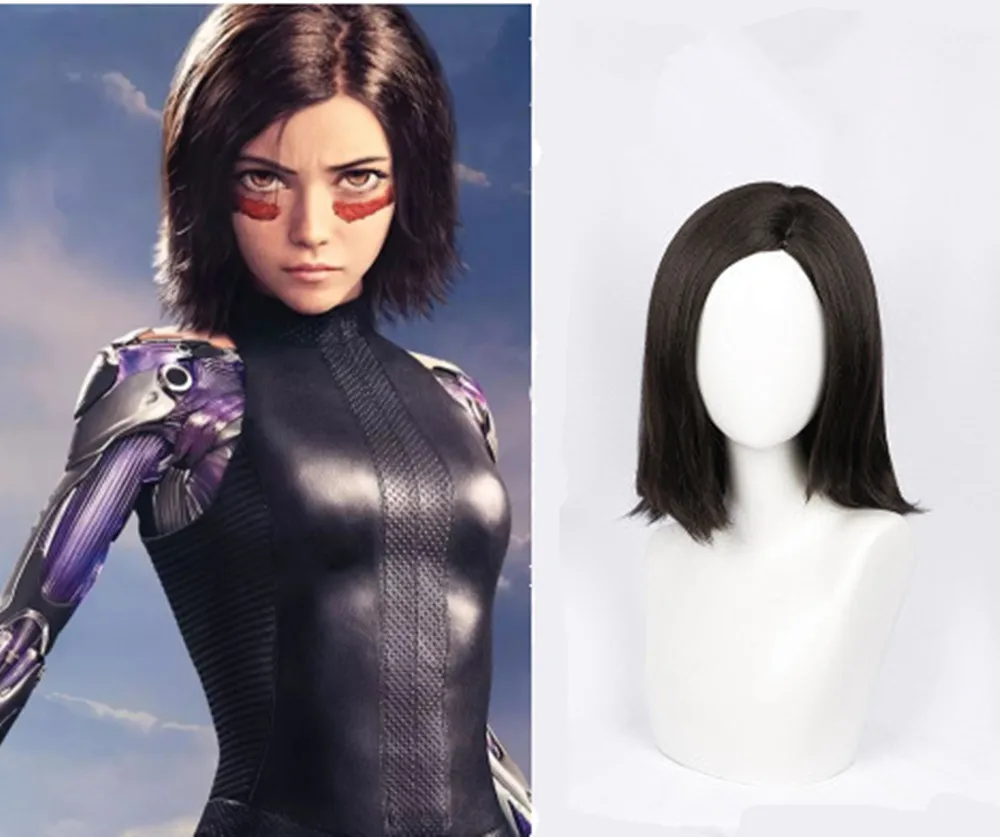 Косплей фильм Alita боевой Ангел парики коричневый черный волос для женщин