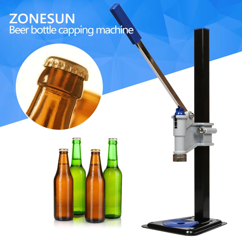 ZONESUN Beer Bottle Capping Machine Manual Beer Lid Sealing Capper Beer