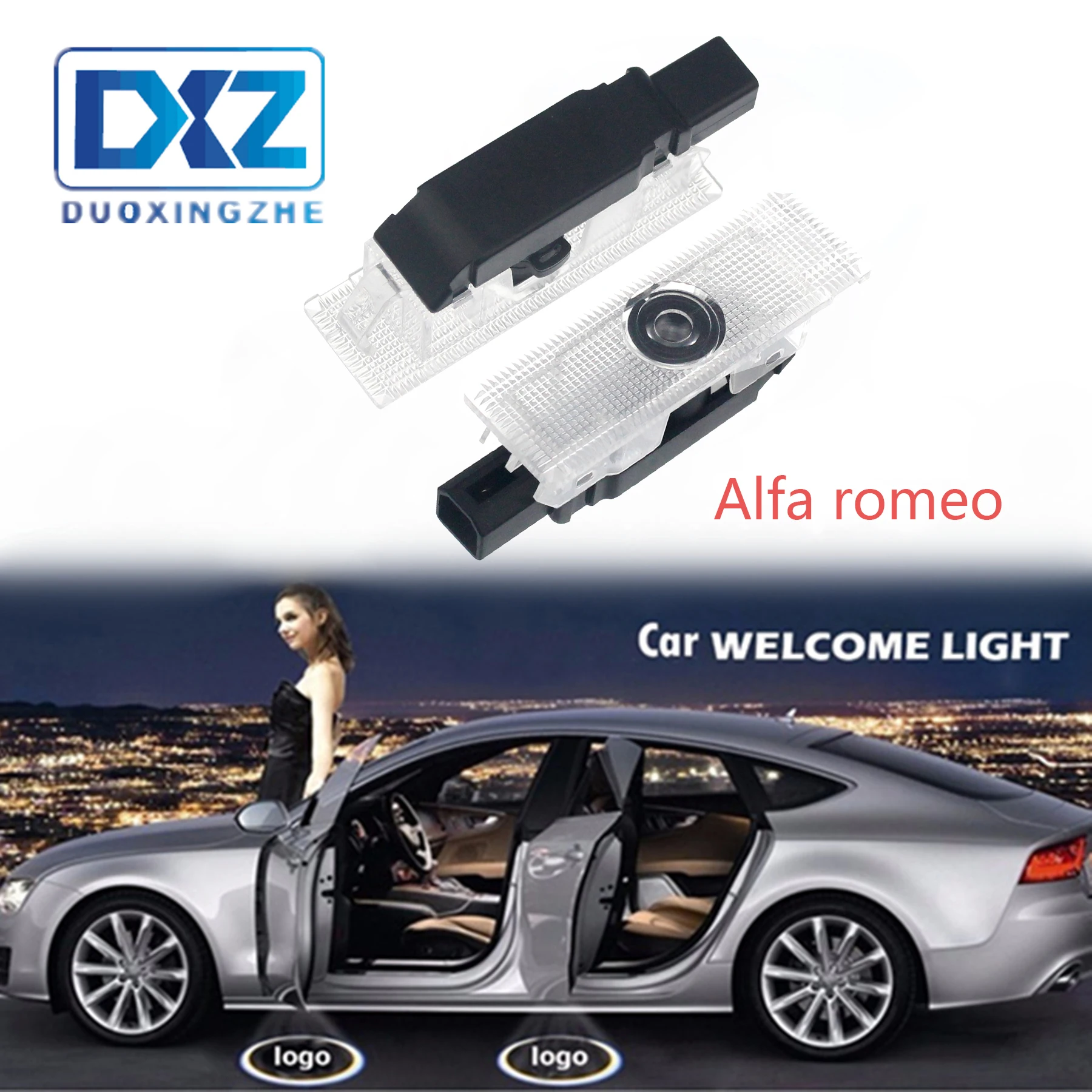 

DXZ 2Pcs Alfa Romeo 159 LED Car Door Welcome Light Logo Projector for Alfa Romeo 159 Giulia Giulietta Mito Stelvio Brera Spider