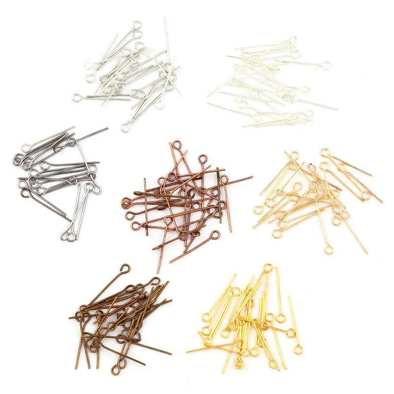

200pcs Gold Silver Color Eye Head Pins 20 30 40 50 mm Eye Pins Findings For Diy Jewelry Making Jewelry Accessories HK026