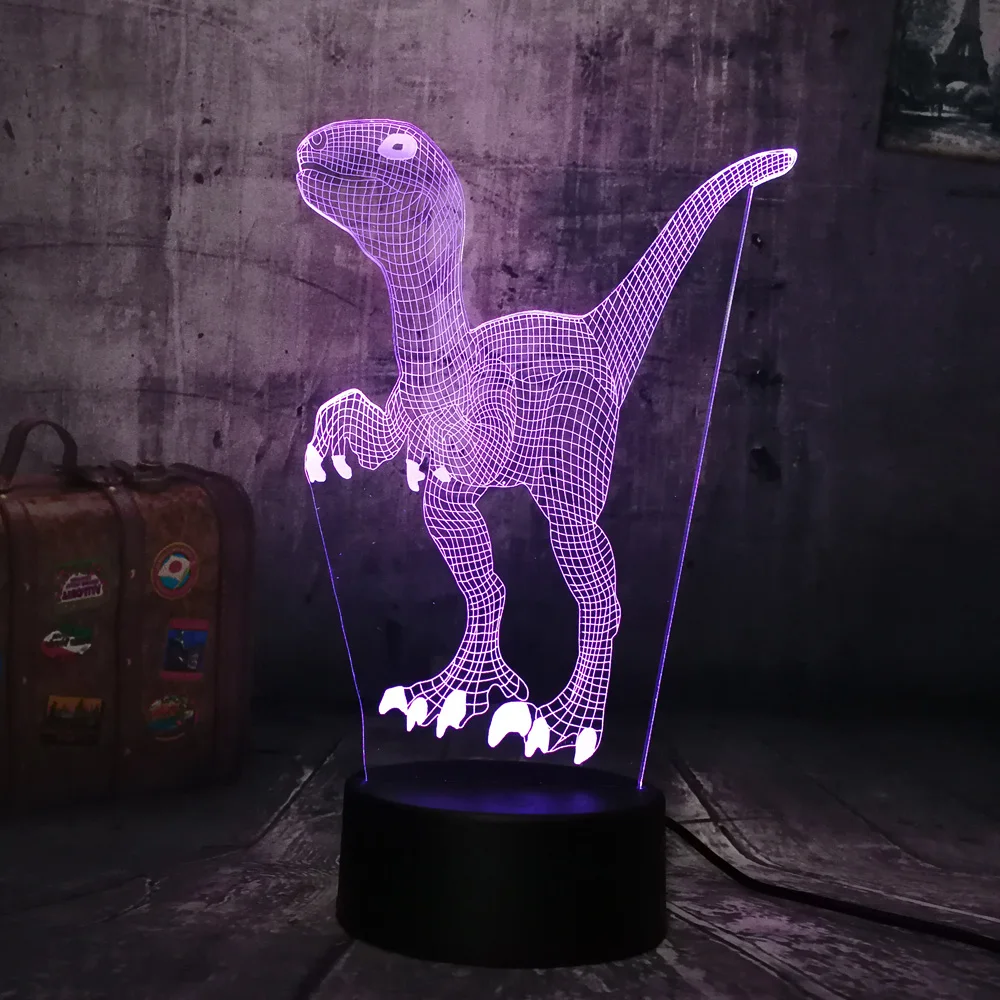 Умный синий 3D светодиодный настольный светильник с динозавром из Юрского мира 7