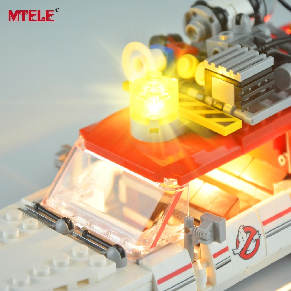 Светодиодный светильник MTELE, комплект для охотников за привидениями, Ecto-1 и 2 строительных блоков, модель, светильник, комплект, совместимый с 75828