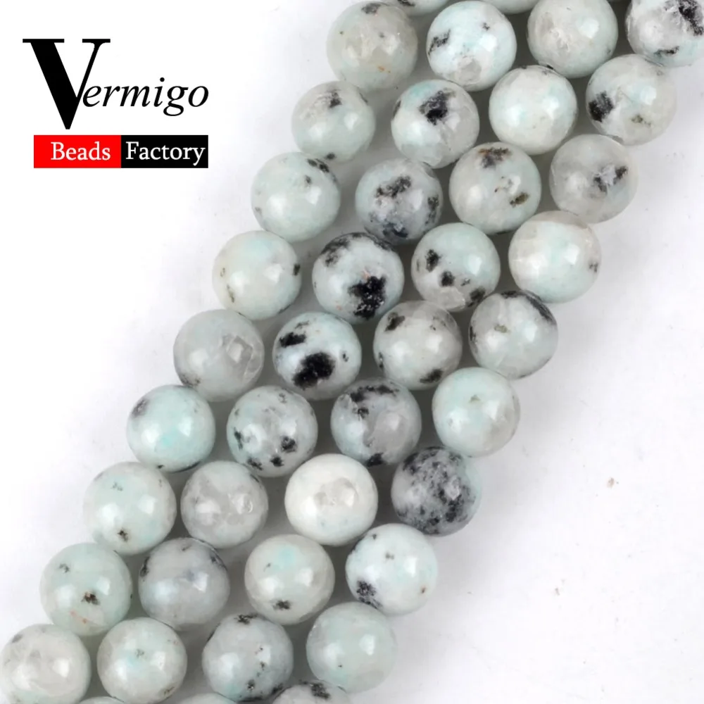 

Natural Green Spot Stone Spacer Beads Round Loose Beads For Jewelry Making Diy Bracelet Necklace Perles Beads 4 6 8 10 12 mm15''