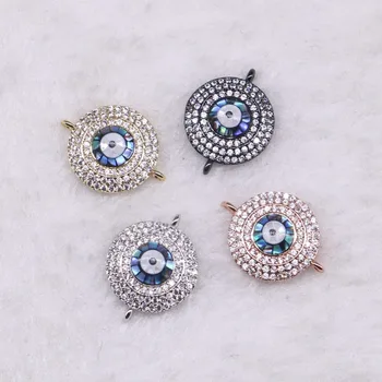 

8 Pcs Tiny Micro Pave zircon Double hoops Round eyes connector metal copper jewelry charms jewelry finding for lady 3545