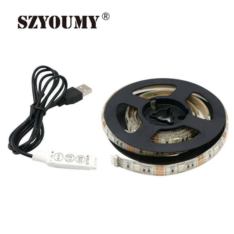 

SZYOUMY RGB USB Led Strip Light 5050 SMD Led Flexible Strip Light TV Background Lighting Kit USB Cable 5V 50CM 15leds