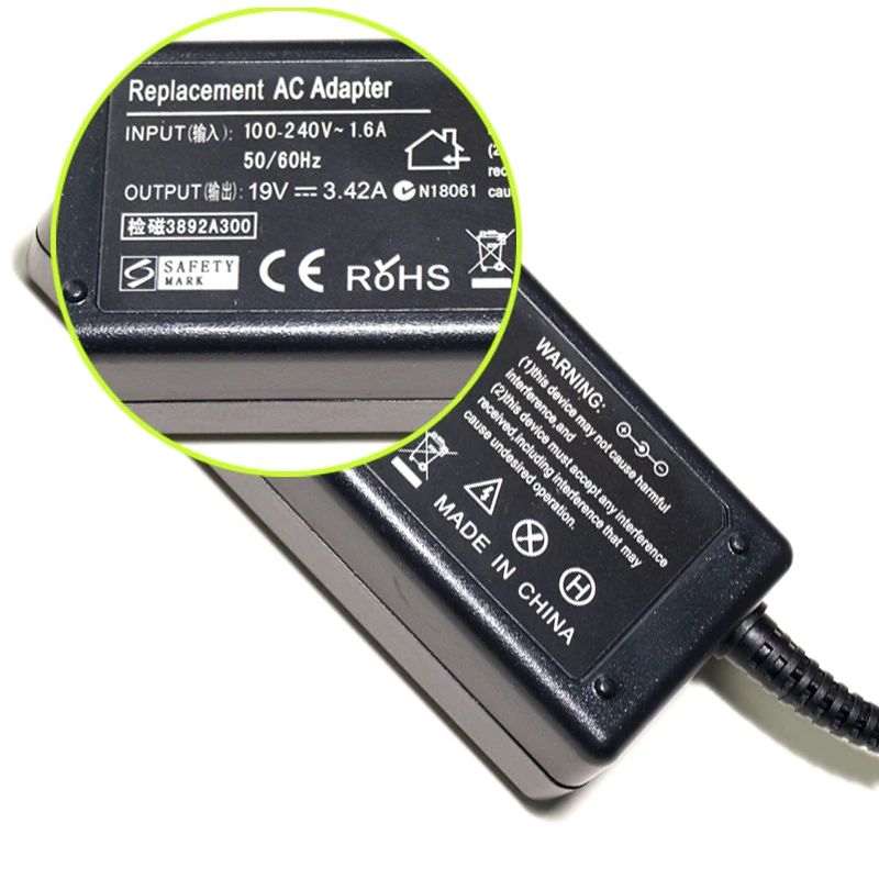 Universal High Quality 19V 3.42A 65W Laptop Charger For Toshiba Laptop Charging Device For Netbook Notepads Power Adapter