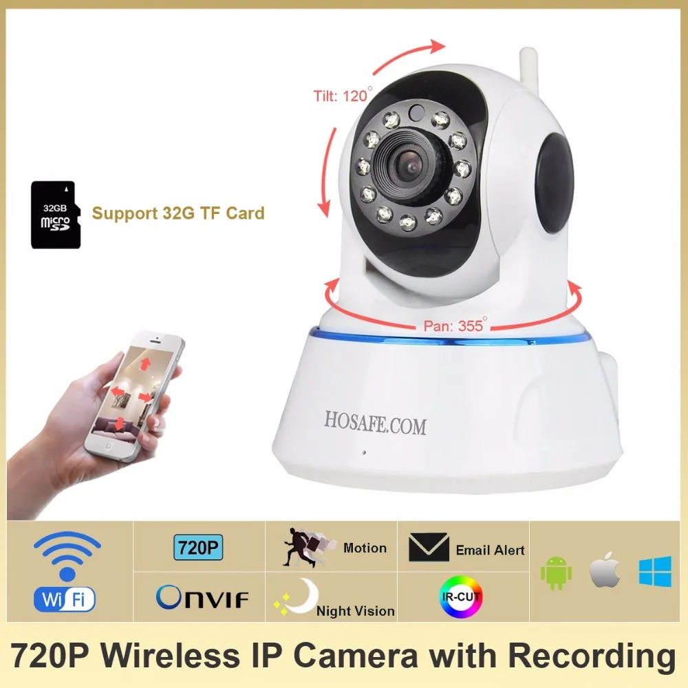 HOSAFE X1MW2 720P 1MP Wireless Security Surveillance IP Camera w/ Pan / Tilt / Night Vision / P2P Free Shipping