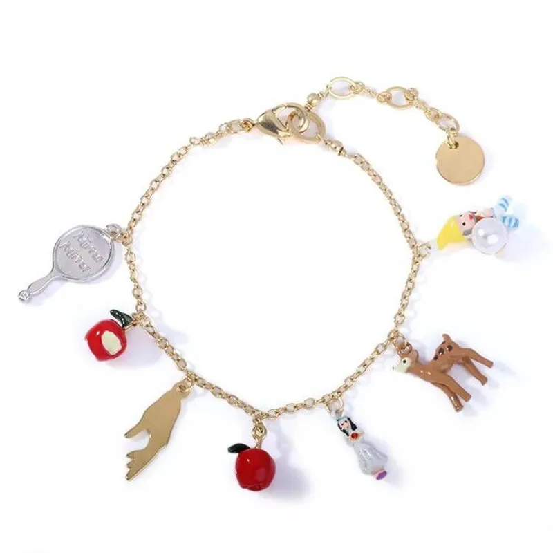 

2018 Amybaby Handmade Fashion Designer Enamel Glaze Snow White Fawn Raccoon Bracelet Jewelry For Party