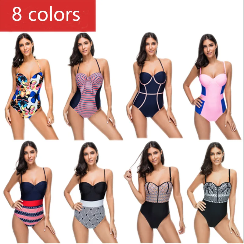 

Sexy Push Up Swimwear Women One Piece Swimsuit Plus Size Monokini Vintage Bodysuit Triangle Beachwear Female Swim Beach Summer