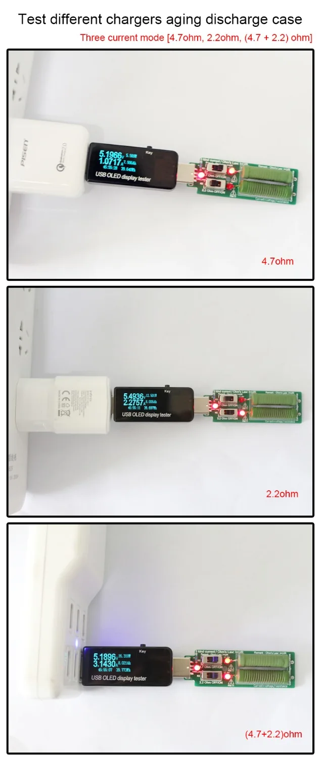 USB резистор dc электронная нагрузка с переключателем регулируемый 3 тока 5V1A/2A/3A емкость батареи напряжение тестер сопротивления разряда