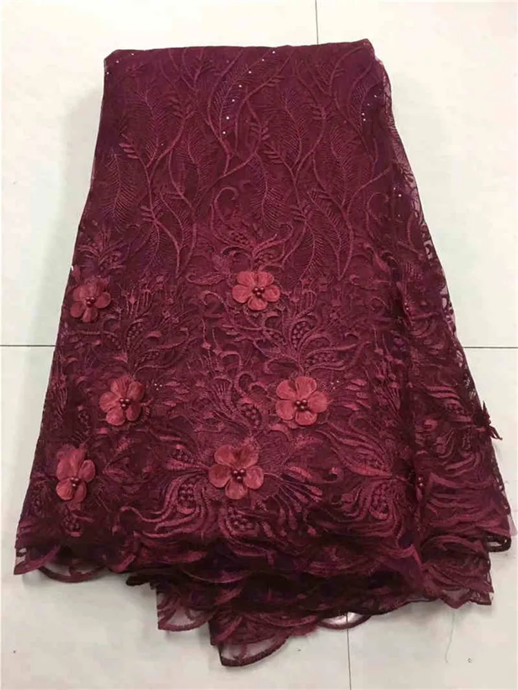 

Factory offfers 2019Latest African Beaded Lace Embroidered High Quality3DApplique Lace Fabric Nigerian Wedding for dress NX398z