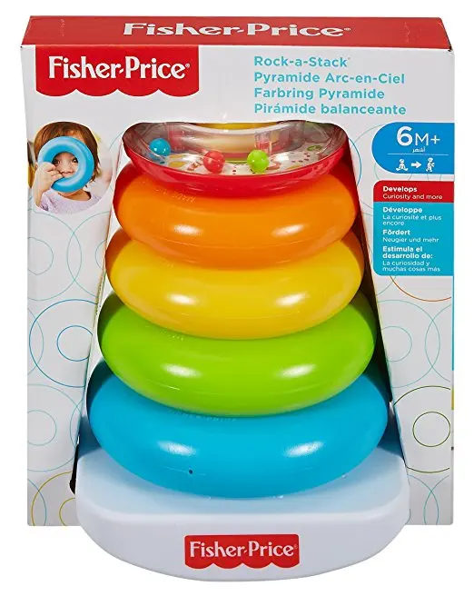 Fisher-Price неваляшка кольца детские игрушки для малышей штабелирование кольцо Радужная башня узор интеллектуальное развитие развивающие