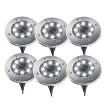 Thrisdar 6 шт Открытый Солнечный Подземный свет 8 светодиодов Нержавеющая сталь Солнечный утопленный в пол света Открытый Путь Сад грунтовый светильник