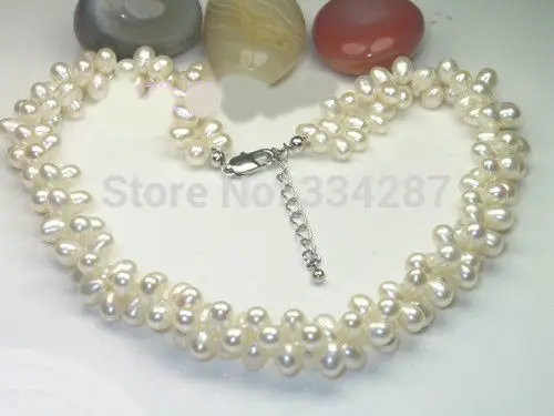 

Lovely AAA Grade Double Strand 18" Long 5-6MM White pearl Necklace
