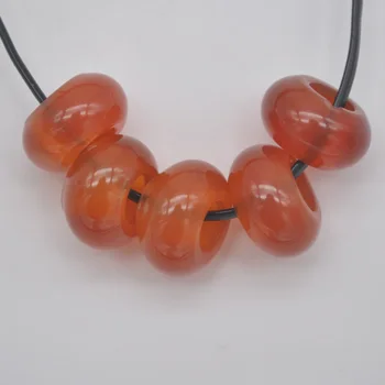 

14MM Red Carnelian GEM Big Hole Loose Beads Charms Fit Charms Jewelry Bracelet Findings (5 pcs/lot) H174