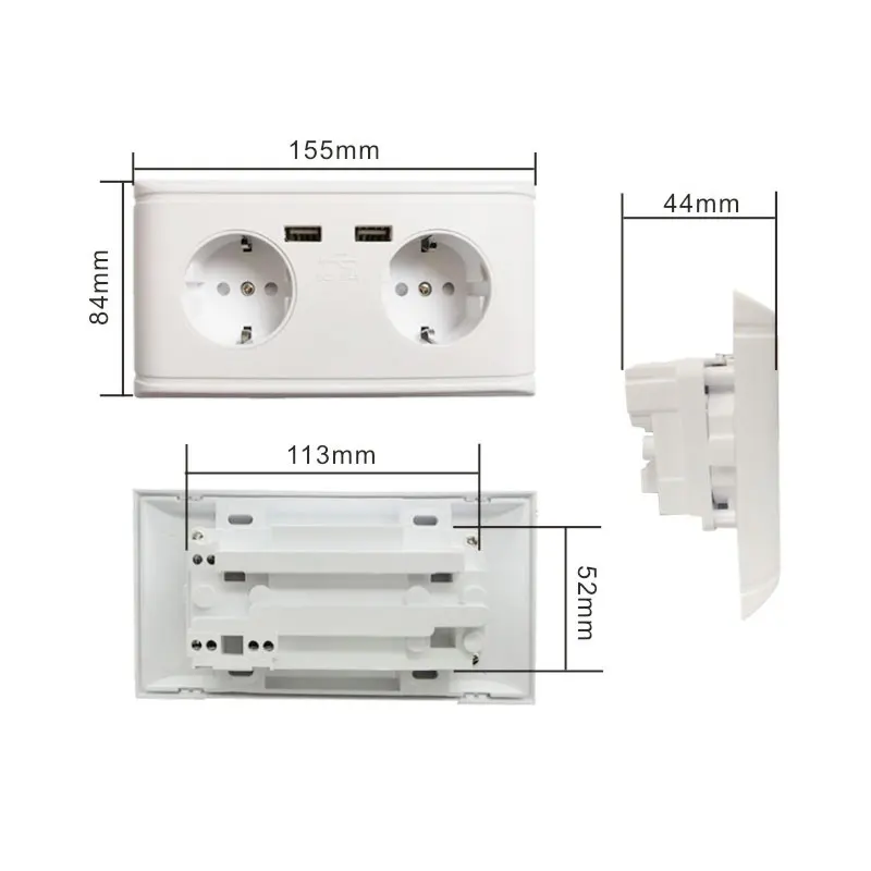 Многофункциональная штепсельная розетка европейского стандарта, настенная розетка с двойным usb-портом, немецкий/французский тип штепсельной вилки, розетка, панель розеток