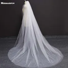 Реальные фотографии, 2 слоя, Простой Тюль, обрезанный край, 2,5 метров, элегантная Длинная свадебная вуаль с расческой, 2,5 м, фата невесты Velo De Novia