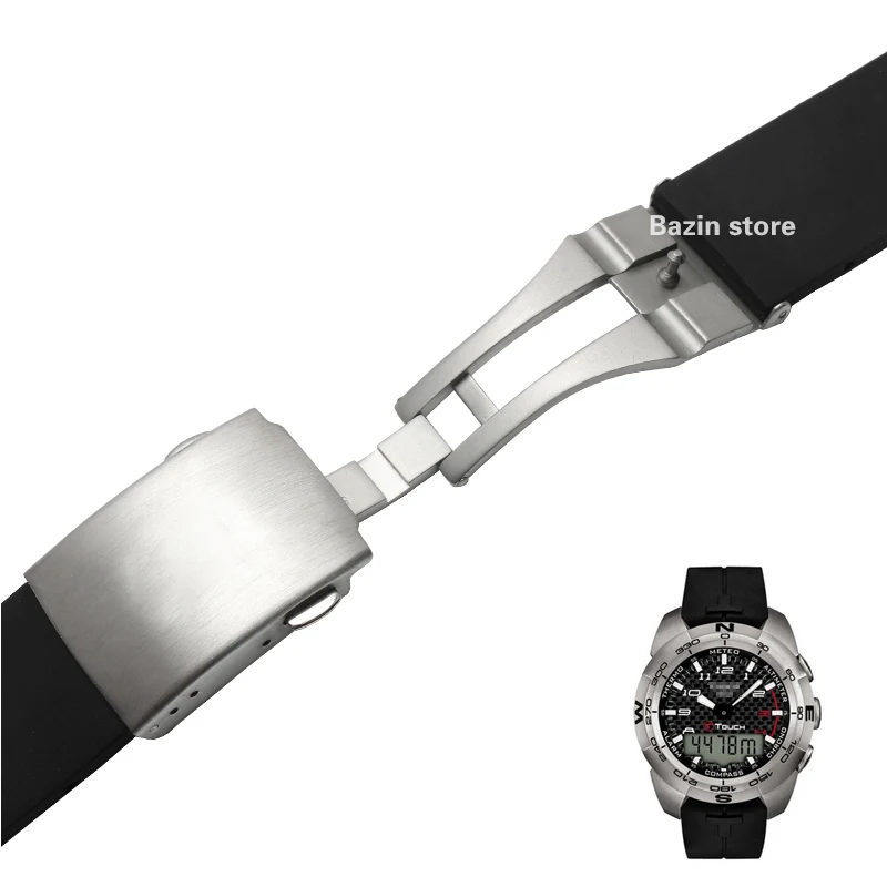 Tali Karet Silikon Hitam Ahli T Touch II 20Mm 21Mm T013420A untuk  T047420A|silicone rubber strap watch|watch bandstrap watch band - AliExpress