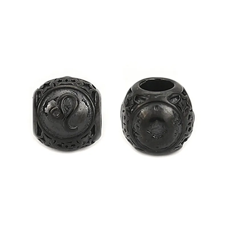 DoreenBeads 304 распорка из нержавеющей стали бусины Круглый черный знак созвездий 10 мм(3/") Диаметр., Отверстие: Приблизительно 4,3 мм, 1 шт - Цвет: Leo