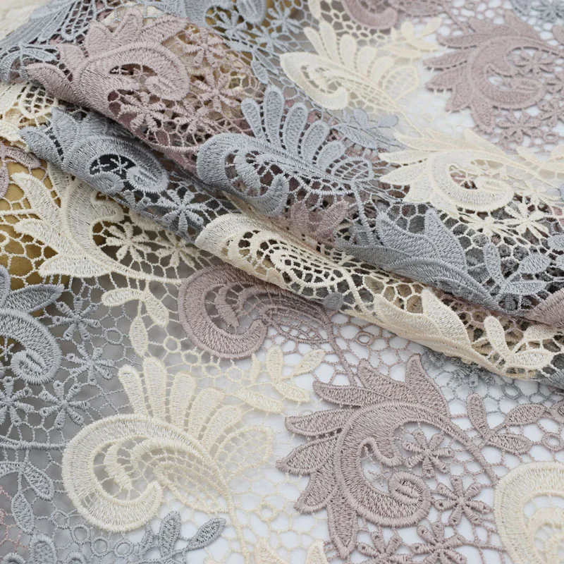 Colours Daisy embroidered water-soluble lace fabric for dress bazin riche getzner telas por metro tissu tissus au metre tela DIY