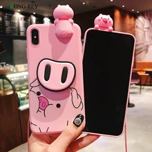 Cute Artoon Pink Silicone Phone Case With Lanyard For iphone 7 8 TPU Soft Cover Case For iphone 6 X XR XS MAX Mobile Phone Co Cute Artoon Pink Silicone Phone Case With Lanyard For iphone 7 8 TPU Soft Cover Case For iphone 6 X XR XS MAX Mobile Phone Co