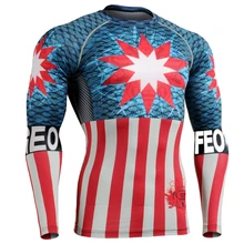Muscle Men Compression Tight T-shirt Long Sleeves 3D Full Prints MMA Fitness Base Layer Weight Lifting Wear Tops Dry Quick T-