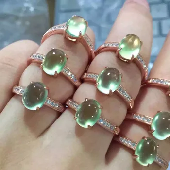 

Hot Sale Women's Luxury Green Grape Stone Ring Rose Gold Color Ring Retro S925 Sterling Silver Green Gem Ring New Year Gift