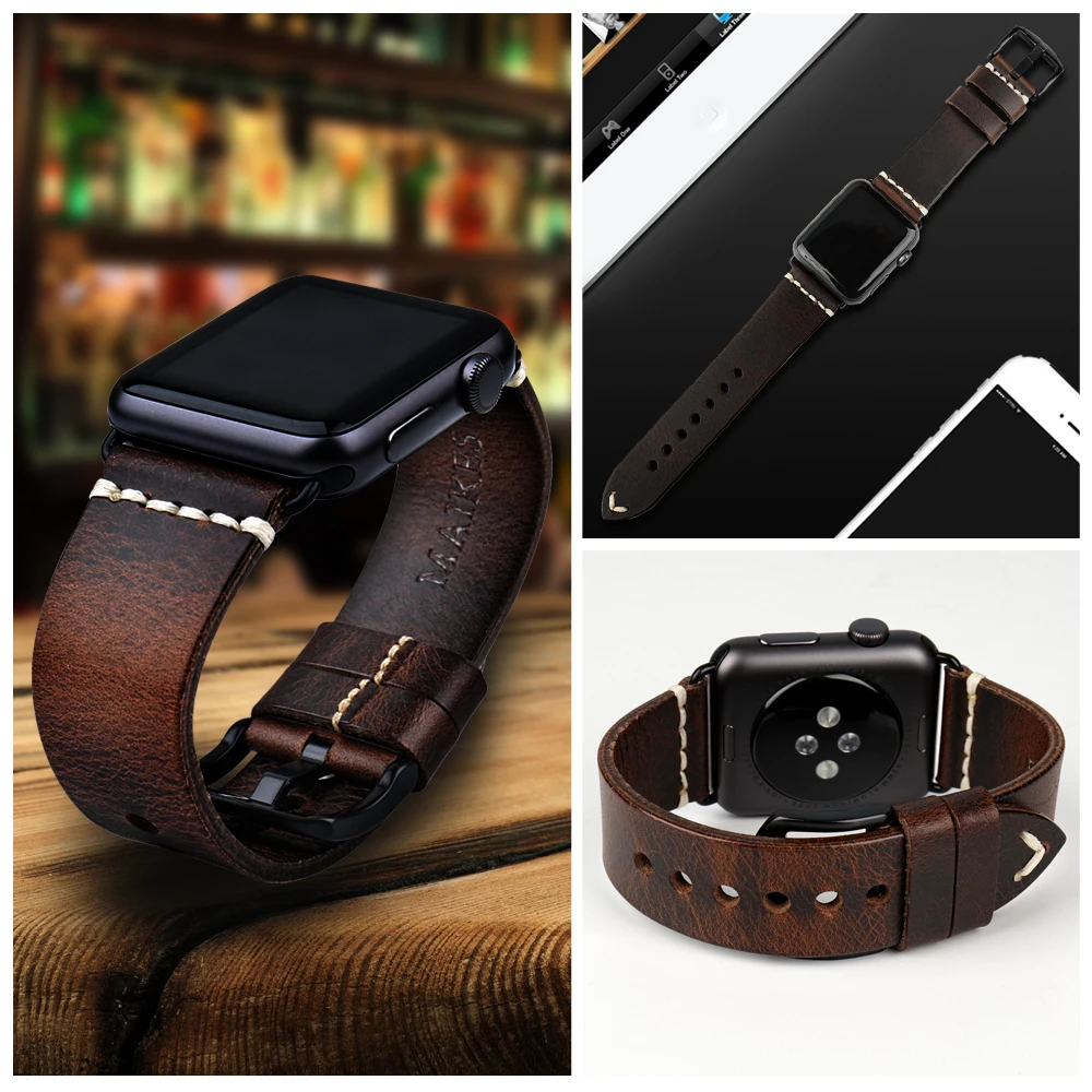 Ремешок кожаный для Apple Watch Band 49 мм 44 мм 45 мм 40 мм 42 мм 41 мм 38 мм Series 8 7 6 5 4 3 (art.: 7a667b195) - 7a667b195