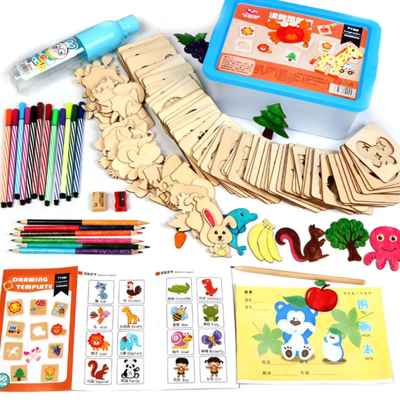 Креативные игрушки для рисования MYHOESWD детей наборы детские деревянные