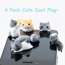 Пылезащитная заглушка, 6 шт., Япония, Niconico, милый мультяшный Кот, телефонная заглушка, разъем для наушников, аксессуары для телефона, аксессуары для телефона, заглушки