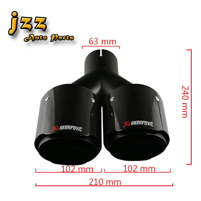 1 SET AKRAPOVIC EXHAUST TIP Car Carbon Fiber 2.5 Inch Inlet And 4 Inch Double Outlets Rainbow Akrapovic car Muffler Pipe