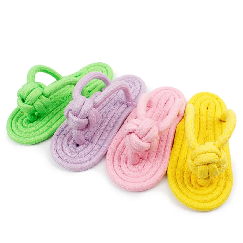 Transer Cotton Rope Dog Toy Slipper Shoes Shape Pet Dog Biting Chew Firm Pet Toy Outdoor Traning for Small Medium Dogs 906