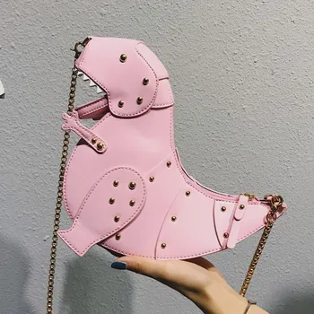 

Dinosaur rivet single shoulder bag female New Cute Cute sprouting chain bag small dinosaur skew spanning bag