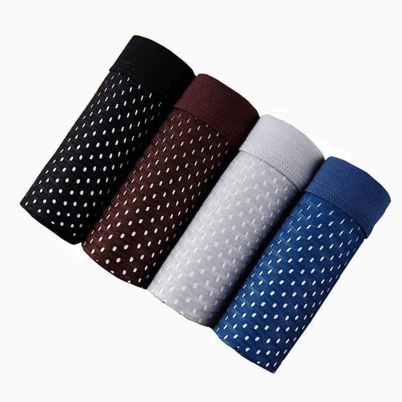 

4pcs/lot 7xl Panties Men Modal Underwear Transparent Mesh Boxer Gay Comfortable Breathable Mens Ice Silk Boxers Sexy Man