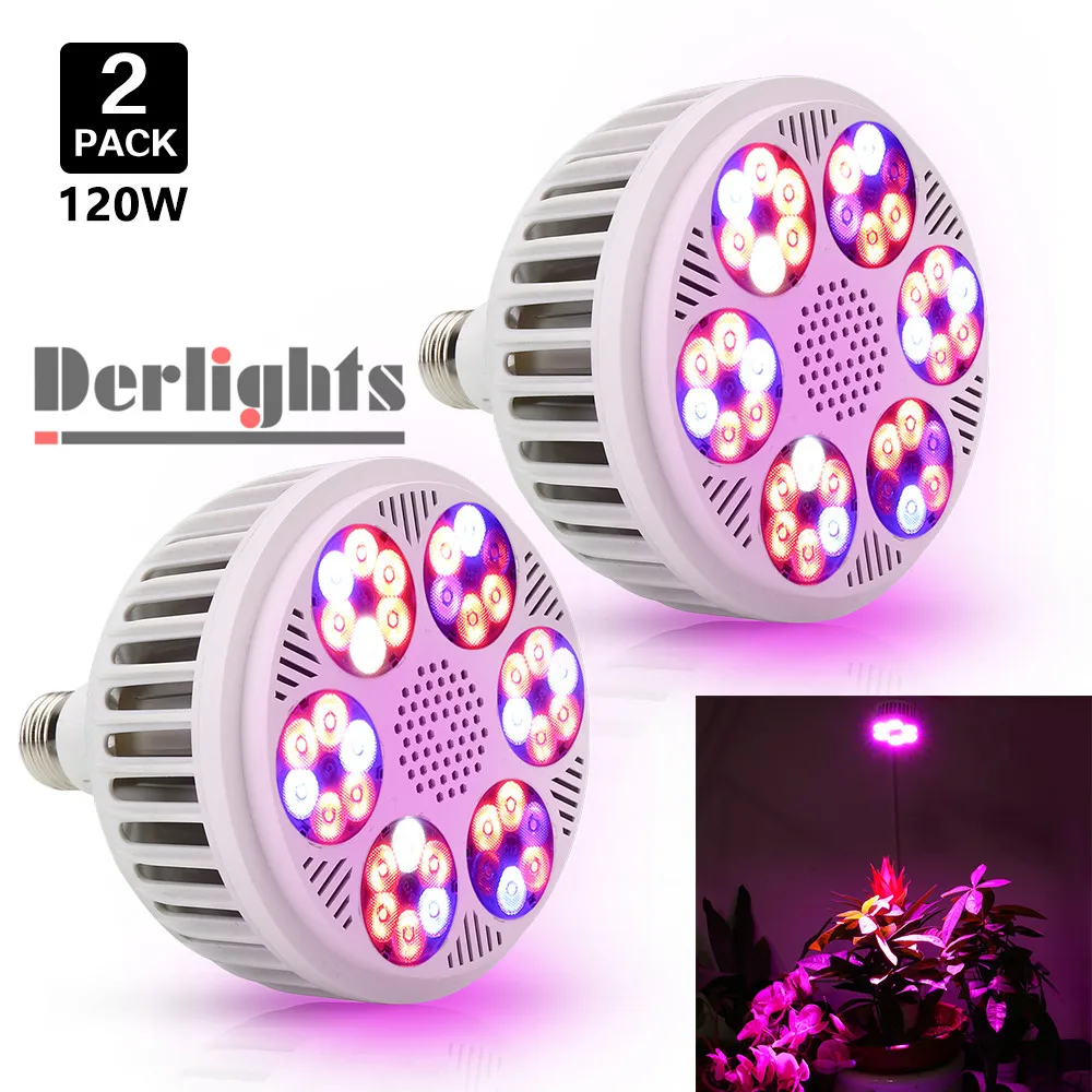 

120W Full Spectrum Led grow light E27 Led grow lamp 36 leds 85-265V UV+IR plant lamp for Greenhouse plants veges fruits Full