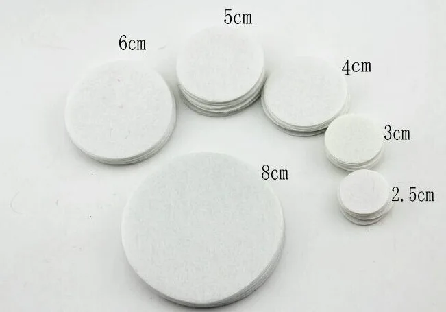 Thick white felt pad for fabric flower felt pads 2.5cm 3cm 4cm 5cm 6cm 8cm 1000pcs/lot fennec fabric halfmoon hobo bag white