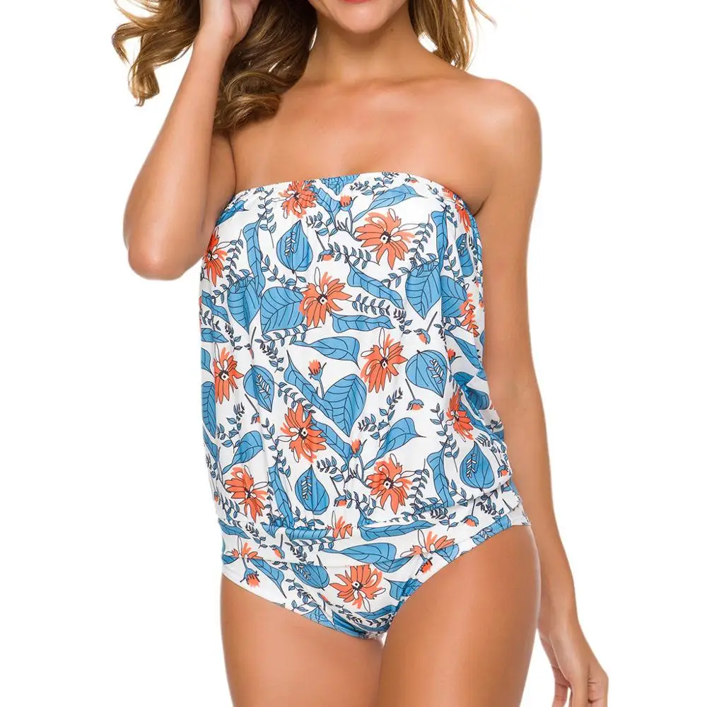 women's plus size strapless swimwear