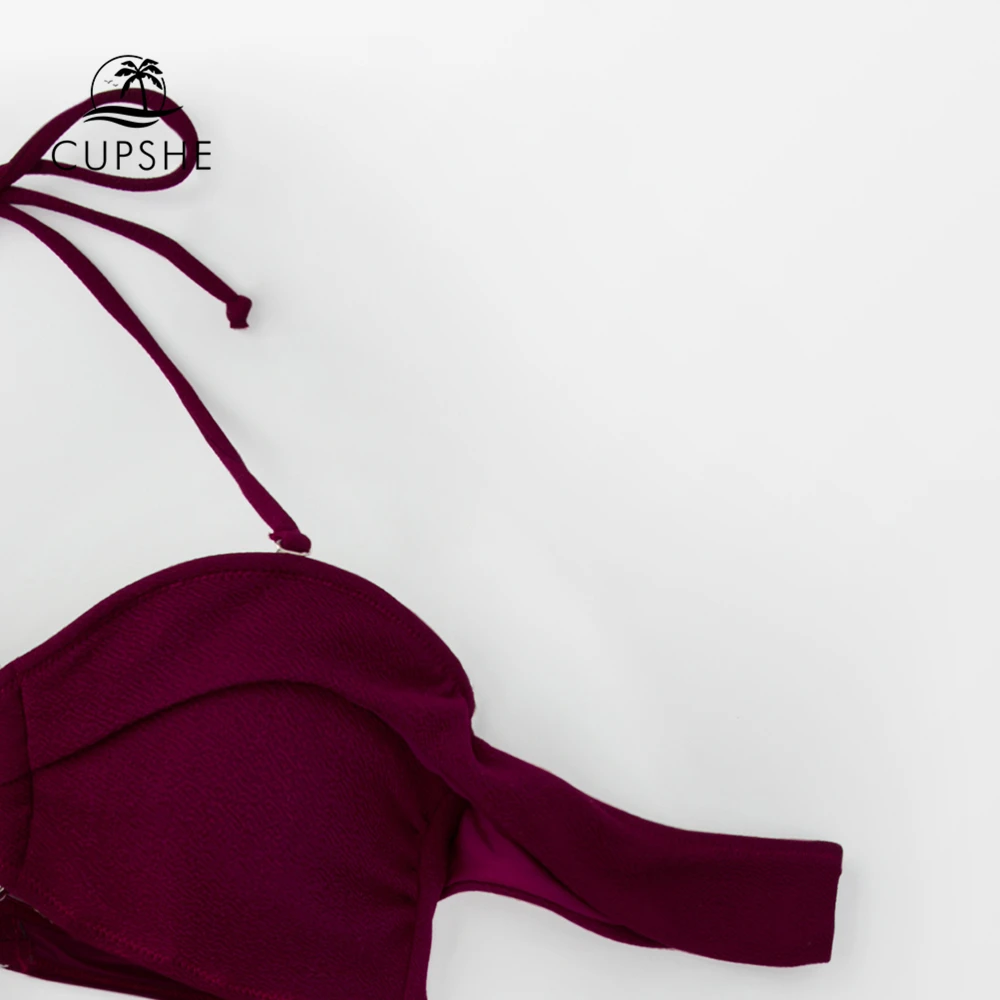 Conjunto de Bikini de cintura alta con estampado Floral y Borgoña 2019 para mujer trajes de baño