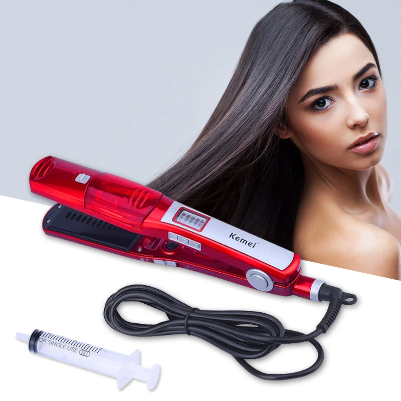 

Kemei Steam Hair Straightener Professional Dry & Wet hair care & styling tools hair straightening irons temperature display 5