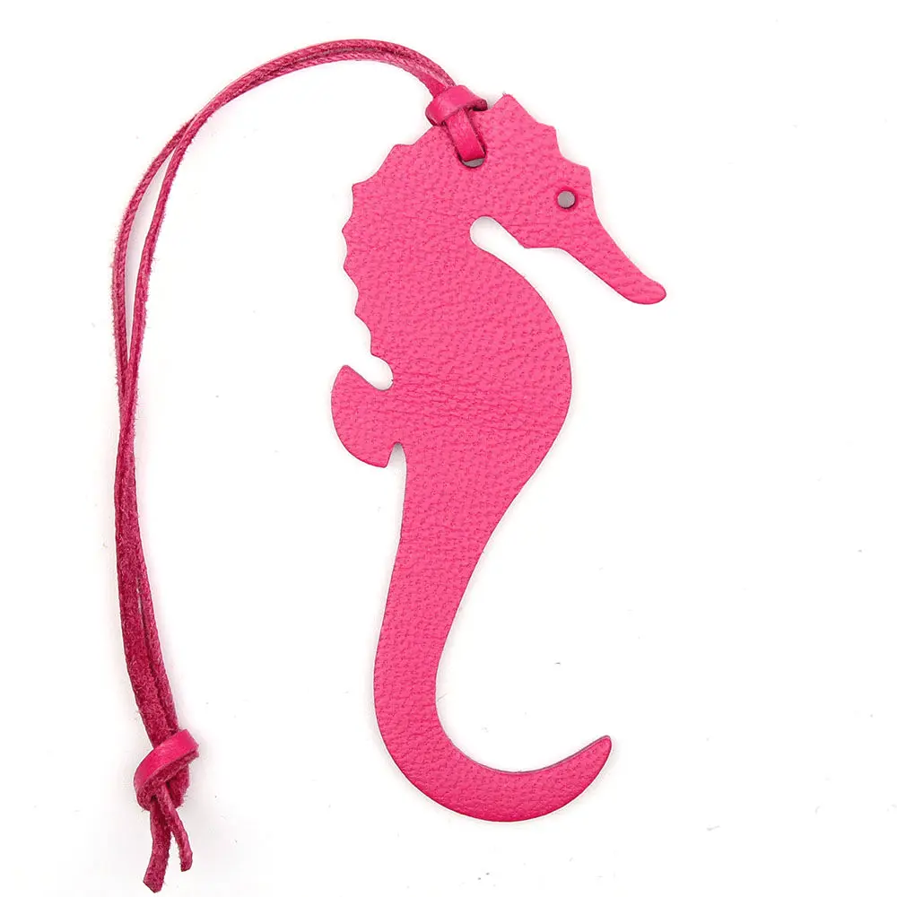 Известный бренд на заказ ручной работы из натуральной кожи брелок в виде морского конька морской конек животное брелок женская сумка Подвеска на рюкзак - Цвет: ROSE SEAHORSE